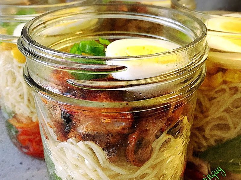 Noodles With Beef Bacon And Eggs
