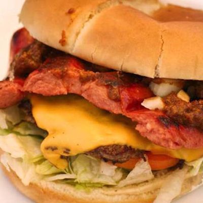Beef Burger With Hot Dog Sandwich