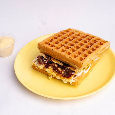 Egg with Pastrami Waffle