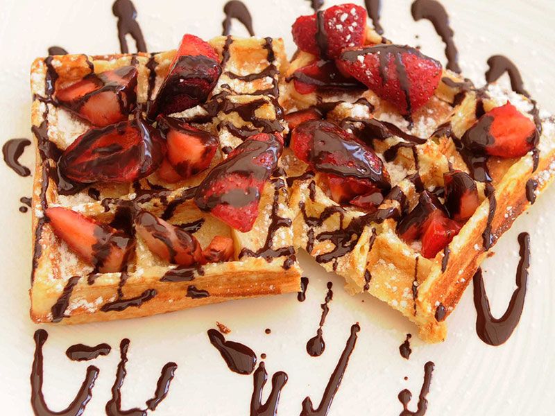 Chocolate With Fruits Waffle