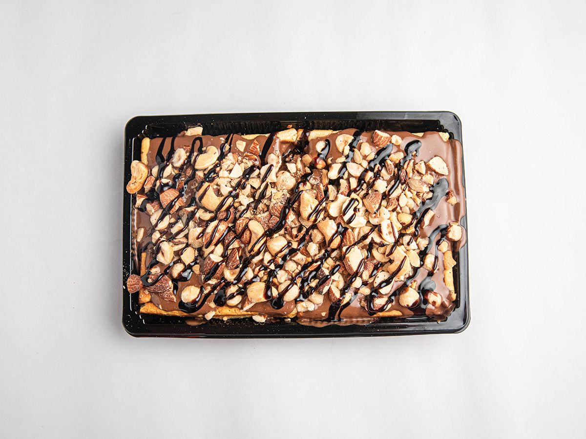 Chocolate waffle with nuts add-on