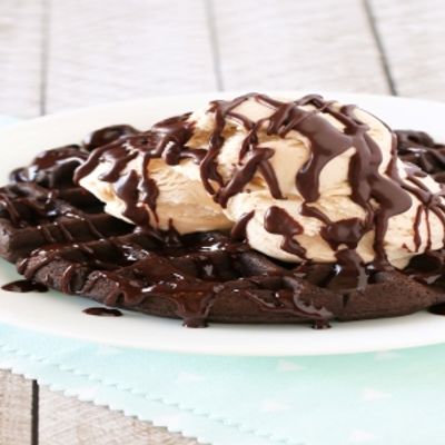 Half White Chocolate And Half Nutella Chocolate With Brownies Waffle