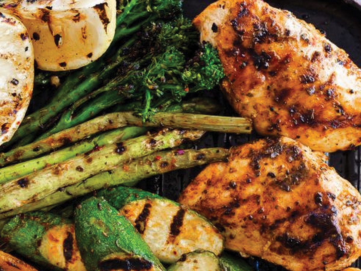 Grilled chicken breasts meal