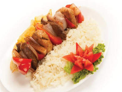 2 skewers Tawook with Rice meal