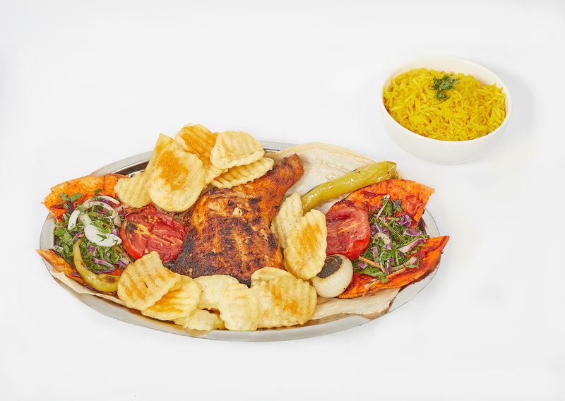 Charcoal Grilled Chicken Thigh Meal With Rice