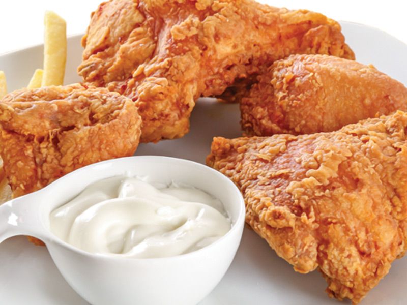 4 Pieces Broasted Chicken With Potato And Salad