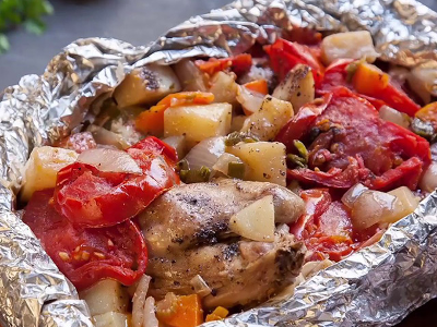 Chicken Leaf With Vegetables In The Oven