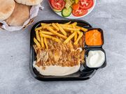 طبق شرائح شاورما دجاج مع حمص ربع كيلو 