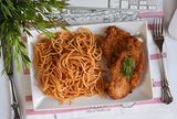 Crispy Chicken And Tomato Sauce Pasta