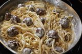 Meatballs And White Sauce Pasta