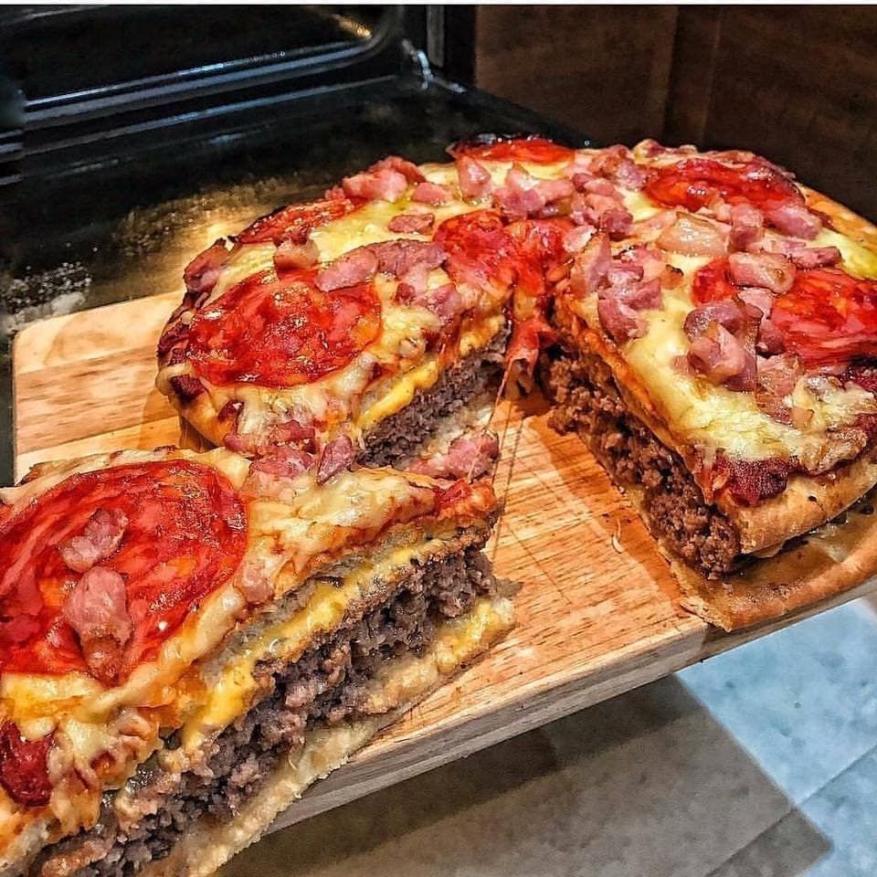 Meat Pizza Burger With Cheese Sandwich