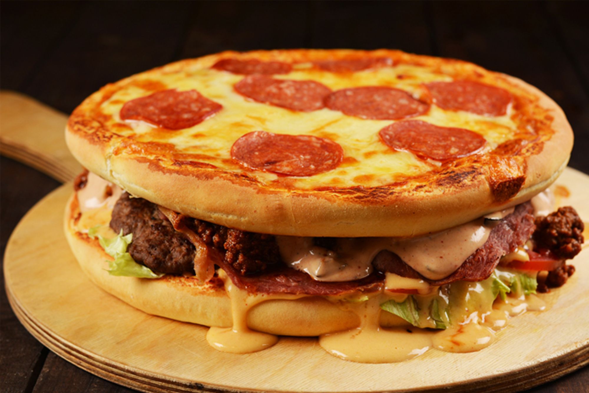 Classic Meat Pizza Burger Sandwich