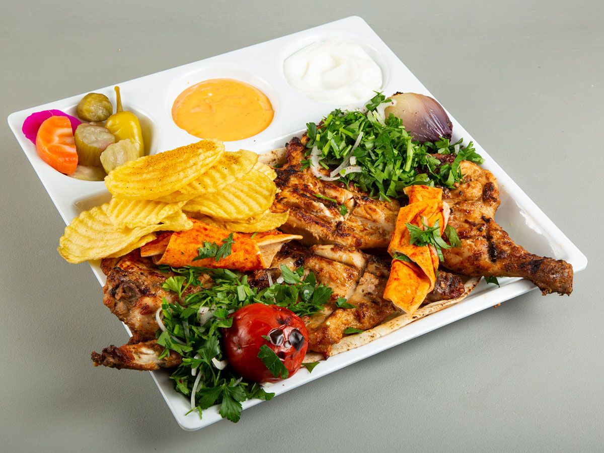 1 kilo mix grill served with hommos , veg and fries - Picture of Shams Al  Sham Restaurant, Ajman - Tripadvisor