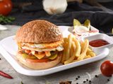 Beef Burger With Eggs Sandwich