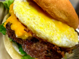 Fresh Beef Burger With Eggs Sandwich
