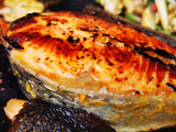 Grilled Salmon Fish With Butter Platter