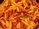 Pasta meal with oriental sausage
