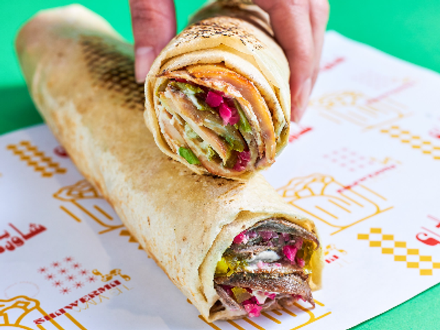 Chicken Shawerma Saj Bread Sandwich