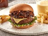 Mushroom And Swiss Meat Burger Sandwich