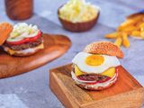 Beef Burger With Eggs Sandwich