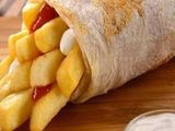 French Fries With Ketchup And Mayonnaise Roll Sandwich