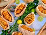 Fried Squid Baladi Bread Sandwich
