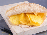Potato Chips With Ketchup And Mayonnaise Sandwich