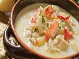 Sea fruits with cream soup