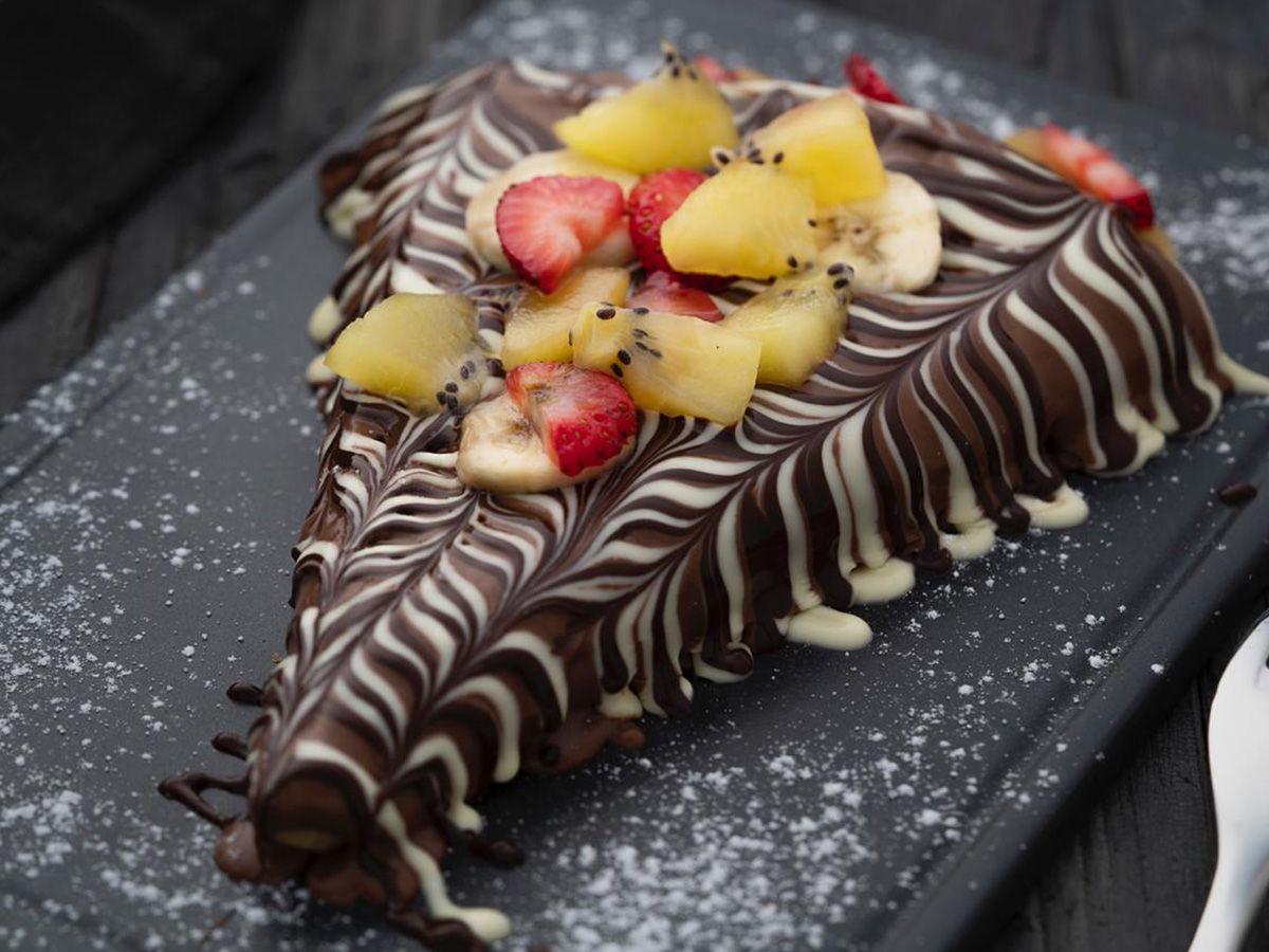 Chocolate And Fruits With Nuts Crepe
