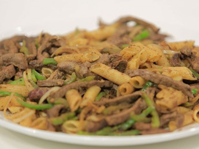 Grilled liver pasta