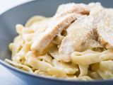 Pasta With Cream Sauce and Chicken Pan